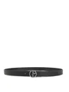 Giorgio Armani Embossed And Smooth Leather Belt In Black