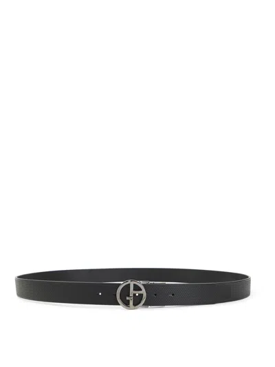 Giorgio Armani Plate Belt In Black