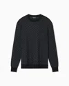 Giorgio Armani Embroidered Stretch Wool Blend Sweater In Black