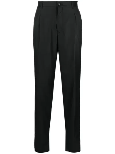 Giorgio Armani Pleat-detail Straight-leg Tailored Trousers In Blue