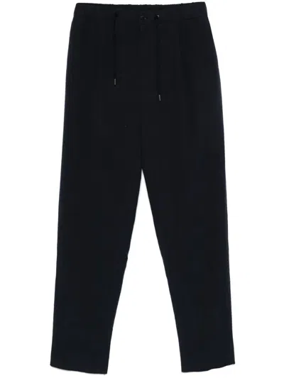 Giorgio Armani Pleat-detailing Straight Leg Linen Trousers In Blue