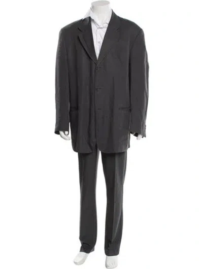 Pre-owned Giorgio Armani Pleated Accents Blazer In Gray