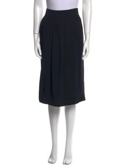 Pre-owned Giorgio Armani Pleated Accents Knee-length Skirt In Black