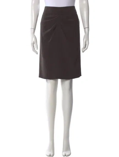 Pre-owned Giorgio Armani Pleated Accents Knee-length Skirt In Brown