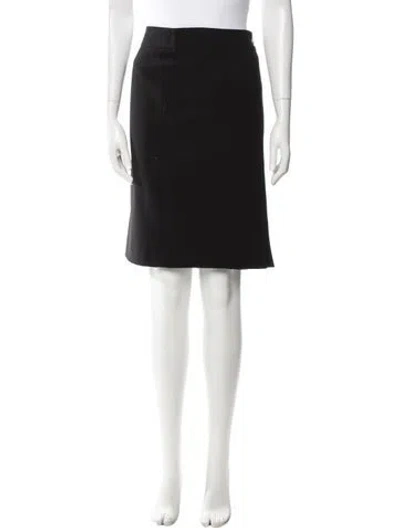 Pre-owned Giorgio Armani Pleated Accents Midi Length Skirt In Black