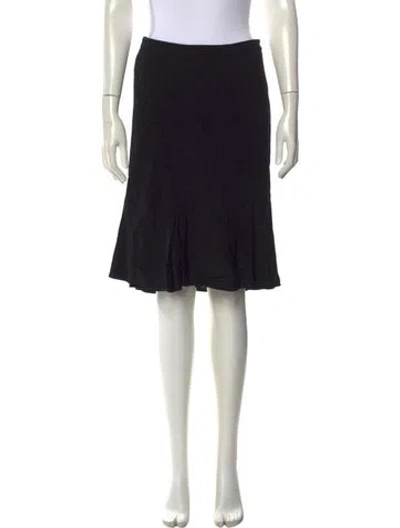 Pre-owned Giorgio Armani Pleated Accents Midi Length Skirt In Black