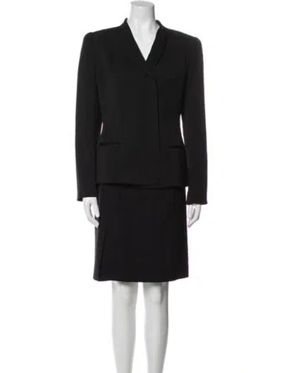 Pre-owned Giorgio Armani Pleated Accents Skirt Suit In Black