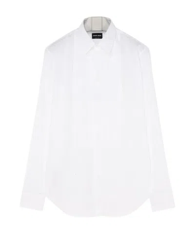 Giorgio Armani Pleated-bib Formal Shirt In White