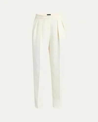 Giorgio Armani Pleated Cady Straight-leg Tuxedo Trousers In Solid White