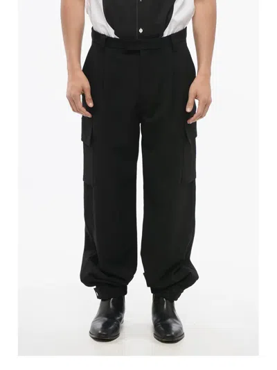 Giorgio Armani Pleated Cargo Trousers In Black