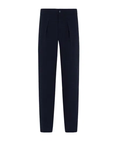 Giorgio Armani Pantalone In Lana Stretch Blu Notte  Uomo In Blue