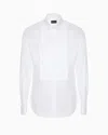 Giorgio Armani Official Store Pleated Cotton Tuxedo Shirt In White