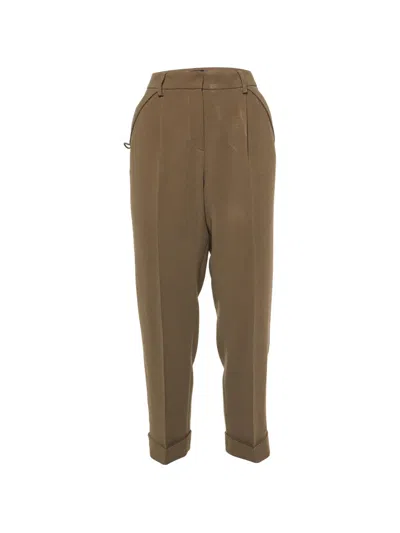 Pre-owned Giorgio Armani Pleated Crepe Trousers In Brown