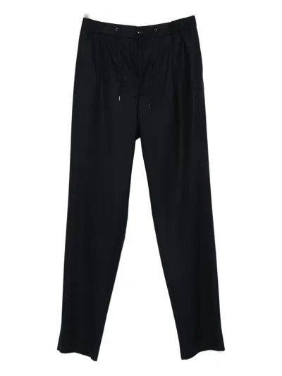 Giorgio Armani Pleated Drawstring Trousers In Black