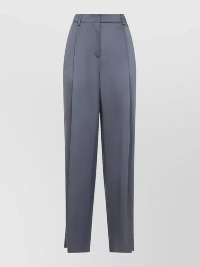 Giorgio Armani Pleated Front Trousers Belt Loops Side Pockets In Blue