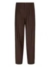 Giorgio Armani Pleated-front Wool Trousers In Brown
