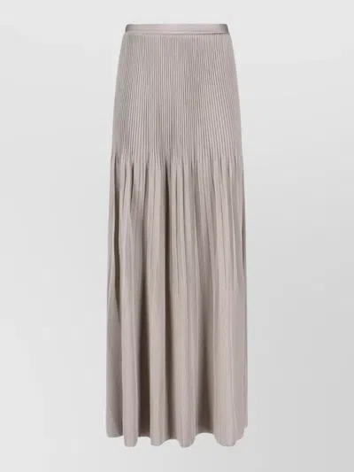 Giorgio Armani Pleated High Waist Maxi Skirt Button Detail In Brown