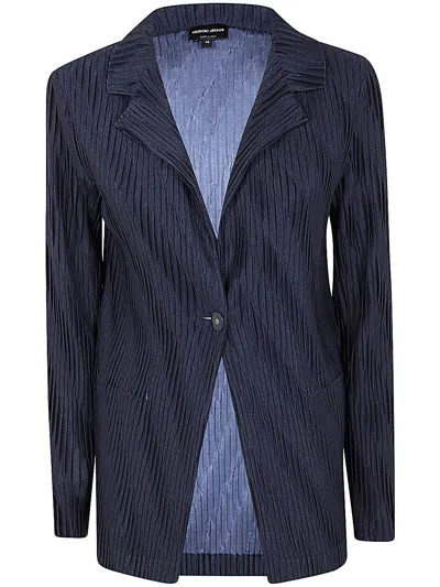 Giorgio Armani Pleated Jacket In Azul