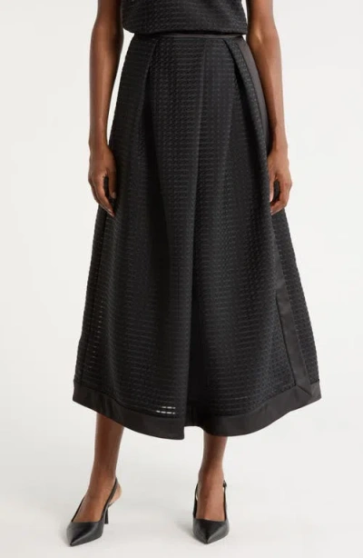 Giorgio Armani Pleated Jacquard Midi Skirt In Black
