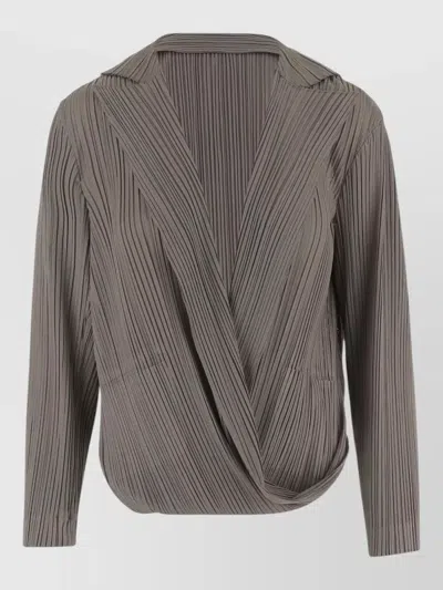 Giorgio Armani Pleated Jersey Overshirt Draped Front In Gray