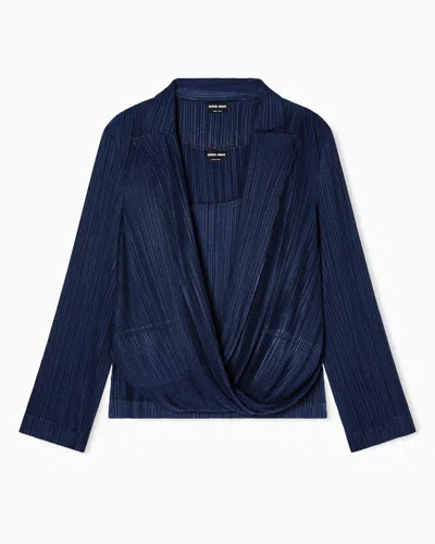 Giorgio Armani Pleated Jersey Twin-set In Brown