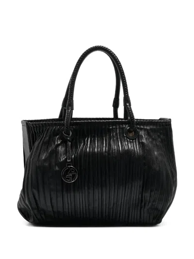 Pre-owned Giorgio Armani Pleated Leather Tote Bag