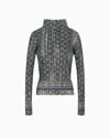 Giorgio Armani Pleated Light Jersey Jumper With Print In Gray