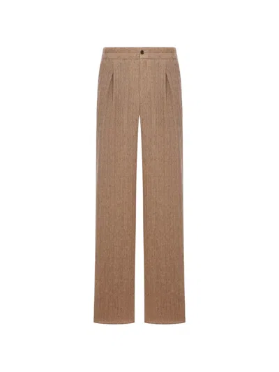 Giorgio Armani Single-pleated Trousers In Brown