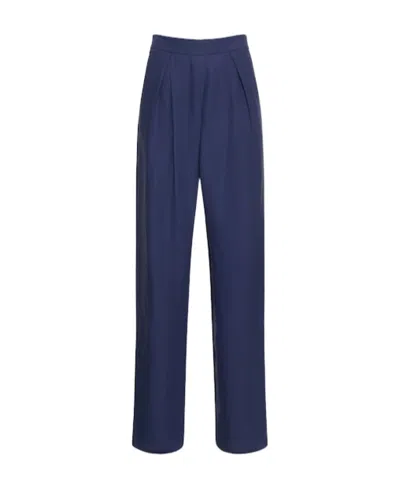 Giorgio Armani Pleated Linen Wide-leg Trousers In Blue
