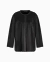 Giorgio Armani Pleated Nappa-leather Blouson In Black