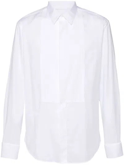 Giorgio Armani Official Store Pleated Cotton Shirt In White