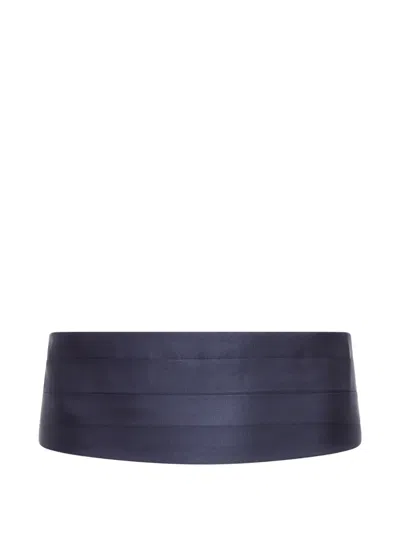 Giorgio Armani Pleated Silk Cummerbund In Blue
