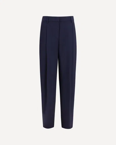 Giorgio Armani Pleated Silk Pants In Blue