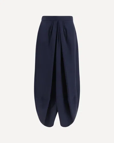 Giorgio Armani Pleated Silk Skirt In Blue