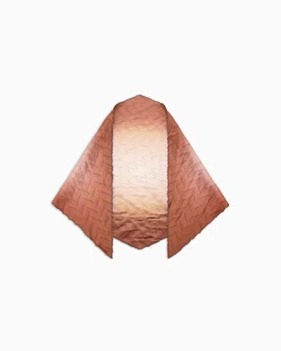 Giorgio Armani Pleated Silk Stole In Brown