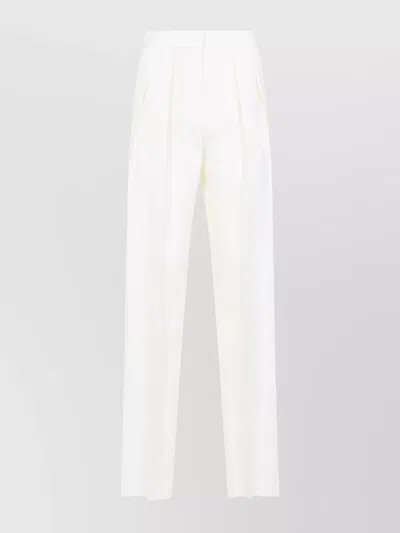 Giorgio Armani Pleated Silk Trousers Side Pockets In White