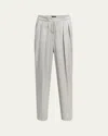 Giorgio Armani Pleated Skinny Leg Silk Trousers In Solid Light/pastel G