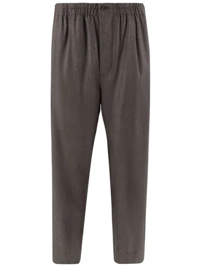Giorgio Armani Pleated Stretch Wool Blend Pants With Comfortable Waist In Brown