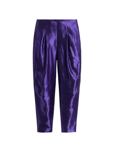 Giorgio Armani Pleated Tapered Linen Trousers In Blue