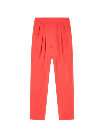 Giorgio Armani Pleated Tapered Trousers In Red