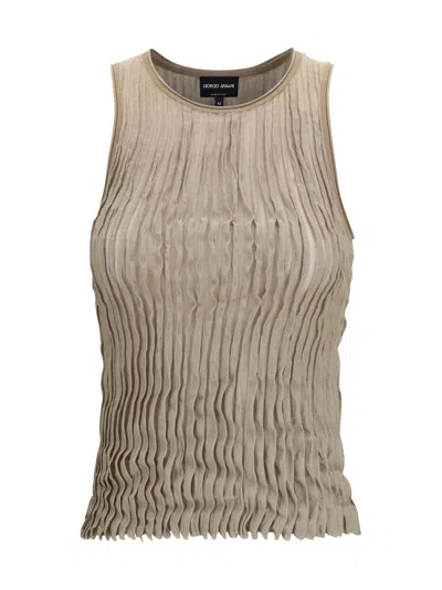 Giorgio Armani Pleated Top In Brown