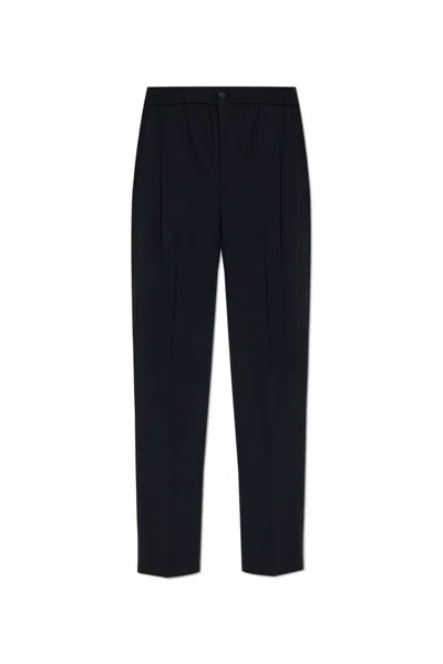 Giorgio Armani Cupro And Viscose Jacquard One-dart Trousers In Black