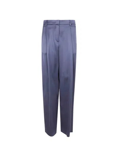 Giorgio Armani Tailored Trousers Belt Loops Pleats Side Pockets In Blue