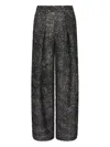 Giorgio Armani Single-pleat Jersey Trousers With A Flocked Print And Sequins In Black