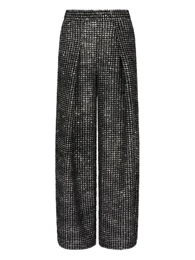 Giorgio Armani Pleated Tweed Trousers In Black