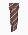 Giorgio Armani Pleated Two-tone Jersey Midi Dress In Brown