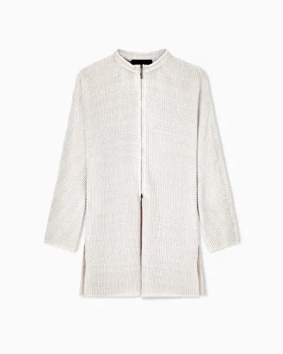 Giorgio Armani Pleated Viscose Blend Knit Jacket In Neutral