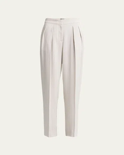 Giorgio Armani Pleated Viscose-blend Trousers In Silver