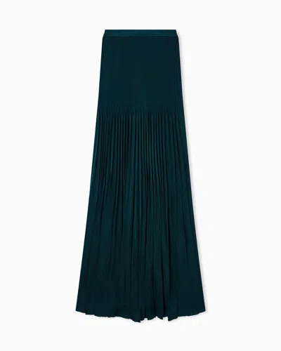 Giorgio Armani Pleated Viscose Oversized Skirt In Blue