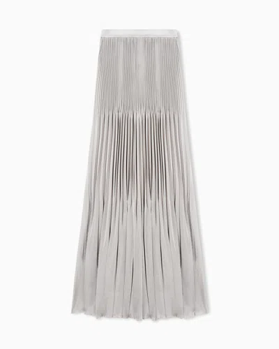 Giorgio Armani Pleated Viscose Oversized Skirt In Gray